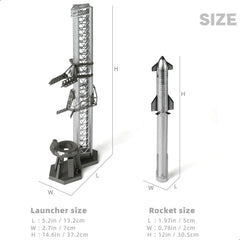1/400 Starship & Super Heavy Model Kit with Mechazilla Launch Mount Tower | Pre-Built SpaceX Rocket Static Display