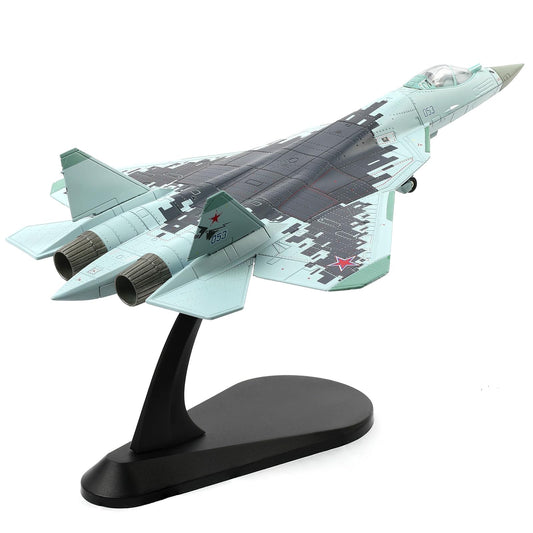 NUOTIE 1/100 SU-57 Aircraft Russian Sukhoi Fighter Diecast Metal Model Kit su-57 Military Airplane Model Pre-Build Model for Adults Enthusiasts Collections or Gift