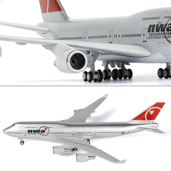 1/240 Northwest Airlines (NWA) Boeing 747 Model Plane - 30cm Resin Aircraft Kit with Display Stand - Classic Aviation Collectible