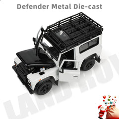 1:24 Land Rover Defender Off-Road Car Toy White Alloy Metal Diecast Vehicle Model