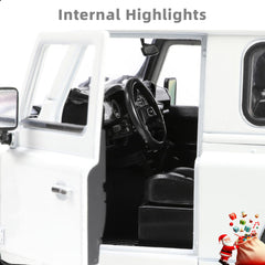 1:24 Land Rover Defender Off-Road Car Toy White Alloy Metal Diecast Vehicle Model