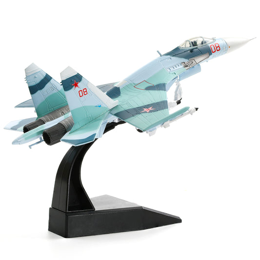 NUOTIE Sukhoi su-27 Flanker 1/100 Diecast Metal Aircraft Model Kit Soviet Union Military Fighter Alloy Pre-Build Replica Airplane Model with Display Stand for Adults Enthusiasts Collections or Gift