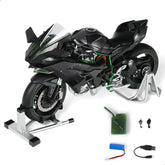 1/9 Kawasaki Ninja H2R Die-cast Motorcycle Model - Sound, Light & Spray Function - Black Metal Collectible