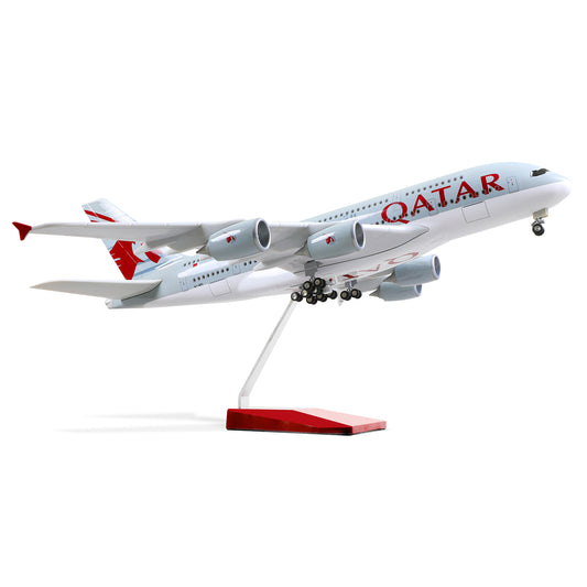 1:160 Airbus A380 Qatar Airways 18 inchs Large Model Diecast Airplane Model Kits with Stand Sky Jumbo Airliner Model Plane Display Collectible Model Kit for Aviation Enthusiast Gift