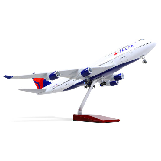 1/160 Boeing 747 Delta Airlines 17 inchs Large Model Diecast Airplane Model Kits with Stand Airlines Model Plane Display Collectible for Aviation Enthusiast Gift