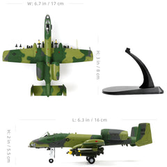 1/100 Scale A-10 Thunderbolt II Diecast Metal Model - Warthog Attack Aircraft with Stand