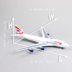 1/160 Boeing 747 British Airways Diecast Airplane Model | Finished Jumbo Jet Static Display with Stand