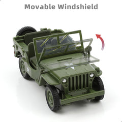 1/43 Die-cast Military Willys MB Jeep Off-Road Vehicle Scale Model