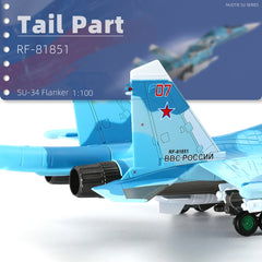1/100 Scale Sukhoi SU-34 Diecast Metal Model - Russian Fullback Fighter-Bomber