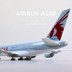 1:160 Airbus A380 Qatar Airways Diecast Airplane Model | Finished Superjumbo Static Display with Stand