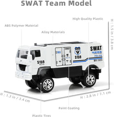 1/87 Die-cast SWAT Police Military Rescue Vehicle 6-in-1 Toy Set for Kids