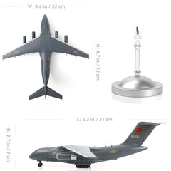 1:200 Diecast Metal Y-20 Kunpeng Air Force Transport Model - Military Plane with Stand