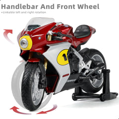 1/12 Die-cast MV Agusta Superveloce AGO Motorcycle Scale Model, Red, Risopen