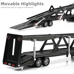 1/50 International Lonestar Semi Truck Trailer Diecast Model Kit - Car Transport Tractor - Black Collectible