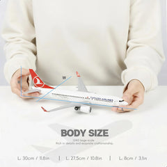 1/240 Compatible for Turkish Airlines for Boeing 737 Airplane Model with Display Stand for Adult Aviation Gift or Decorations
