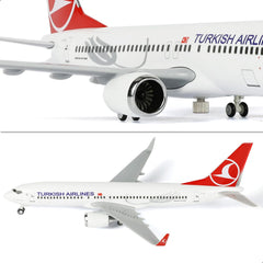 1/240 Compatible for Turkish Airlines for Boeing 737 Airplane Model with Display Stand for Adult Aviation Gift or Decorations