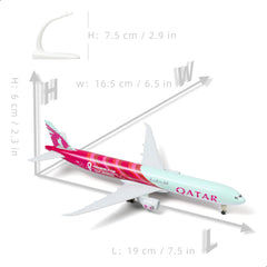 1/300 Qatar Airways Boeing 777-300ER Diecast Model | World Cup 2022 Livery Metal Replica with Stand