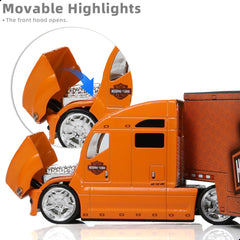 1:64 Diecast Harley Davidson Semi Truck Model with Trailer - Metal Alloy Tow Tractor Collectible