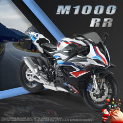 1/9 BMW M1000RR Die-cast Motorcycle Model - Finished Metal Moto Collectible - White