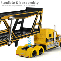 1/50 Die-cast Car Transport Semi Truck Trailer Scale Model, Yellow, International Lonestar