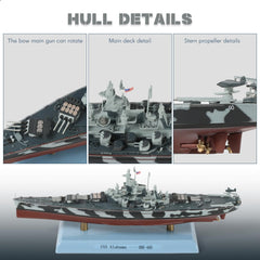 1/1000 USS Alabama BB-60 Diecast Metal Battleship Model, Pre-Built Warship Display