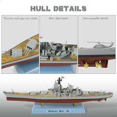 1/1000 USS Missouri (BB-63) Diecast Battleship Model, 1991 Gulf War Configuration Display