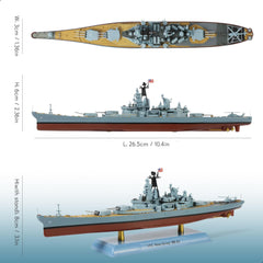 1/1000 USS New Jersey (BB-62) Diecast Battleship Model, Pre-Built Warship Display