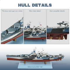 1/1000 USS North Carolina (BB-55) Diecast Battleship Model, Pre-Built Warship Display