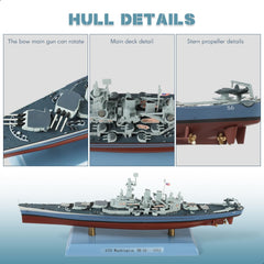 1/1000 USS Washington (BB-56) Diecast Battleship Model, Pre-Built Warship Display