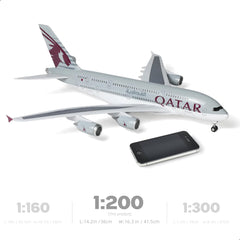 1/200 Qatar Airways Airbus A380 Passenger Jet Model, Resin Collector's Tabletop Display by QIYUMOKE