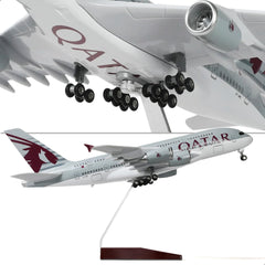 1/200 Qatar Airways Airbus A380 Passenger Jet Model, Resin Collector's Tabletop Display by QIYUMOKE