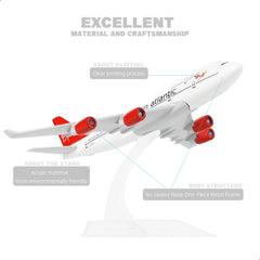 1/400 Diecast Metal Virgin Atlantic Boeing 747 Passenger Airliner Model, Collector's Display by QIYUMOKE