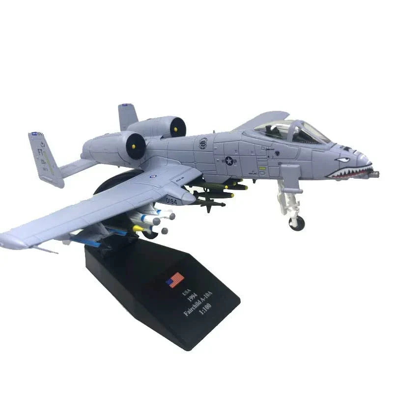 1:72 scale A-10 Thunderbolt II die-cast model aircraft on a display stand