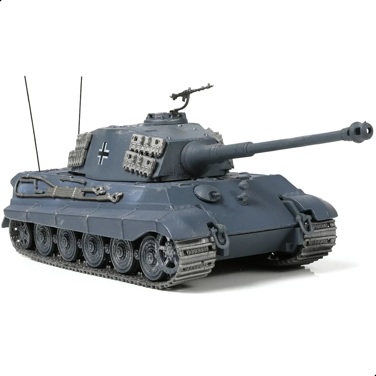 Scale model of a German Tiger I tank in grey finish with detailed markings