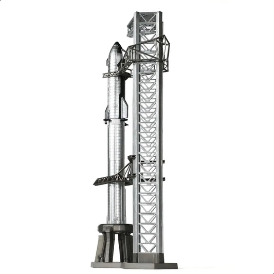 1/400 Starship & Super Heavy Model Kit with Mechazilla Launch Mount Tower | Pre-Built SpaceX Rocket Static Display