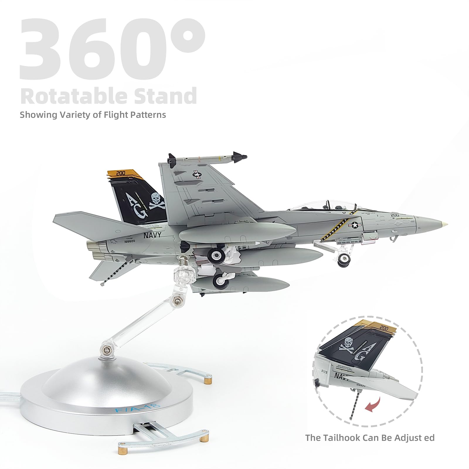 1:72 Diecast Metal F/A-18F Jolly Rogers Model - US Navy Strike Fighter by NUOTIE