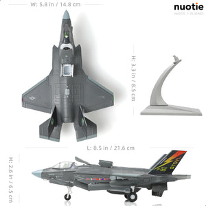 NUOTIE F-35B Lightning II diecast model aircraft top view with stand
