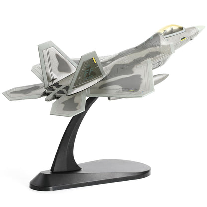 F-22 Raptor 1/100 Scale Diecast Metal Fighter Jet Model Stealth Combat Airplane Air Force Aircraft Alloy Model with Stand for Adult Military Collections or Gift (FF 03049)