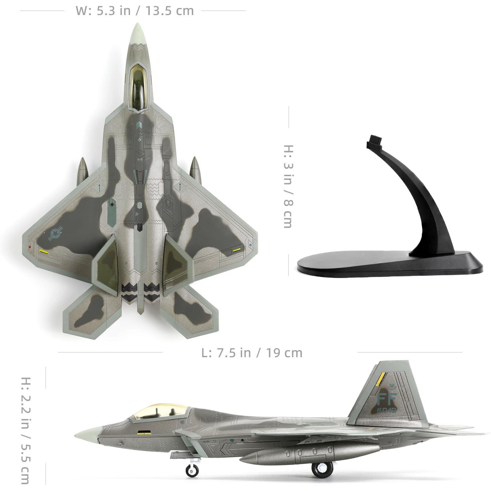 1/100 F-22 Raptor Diecast Metal Model - Stealth Fighter Jet (FF 03049)