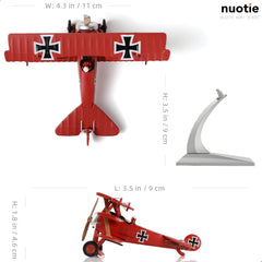 1:72 Diecast Metal Fokker Dr.I Red Baron Model - Classic WWI German Triplane Aircraft