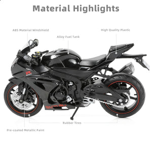 1:12 Die-cast GSX-R1000R Motorcycle Scale Model, Black, Suzuki