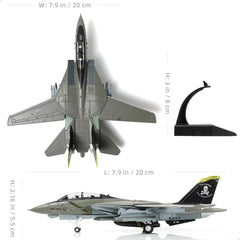 1/100  F-14A Tomcat Diecast Metal Model - VF-84 Jolly Rogers Fighter Jet with Display Stand