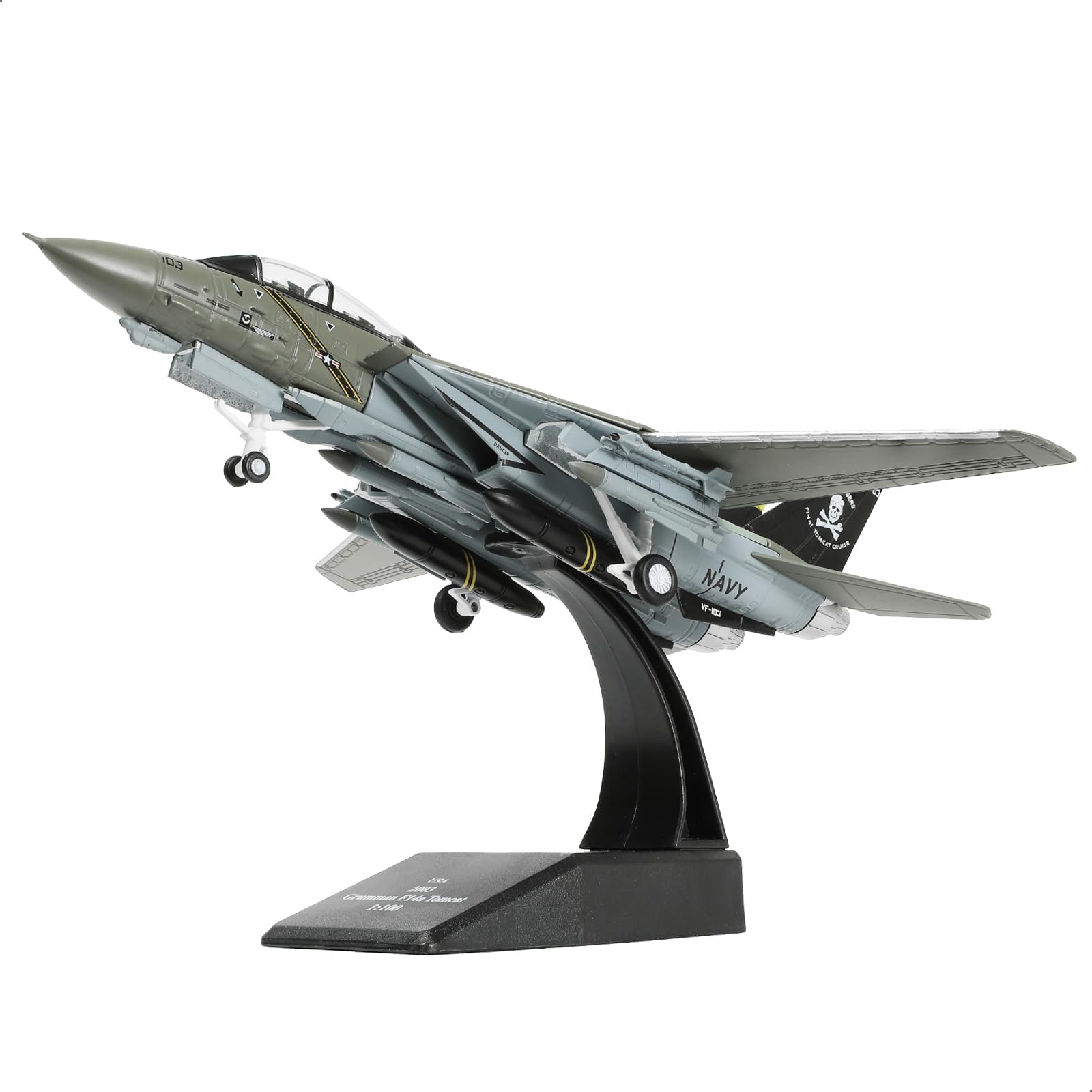 1/100  F-14A Tomcat Diecast Metal Model - VF-84 Jolly Rogers Fighter Jet with Display Stand