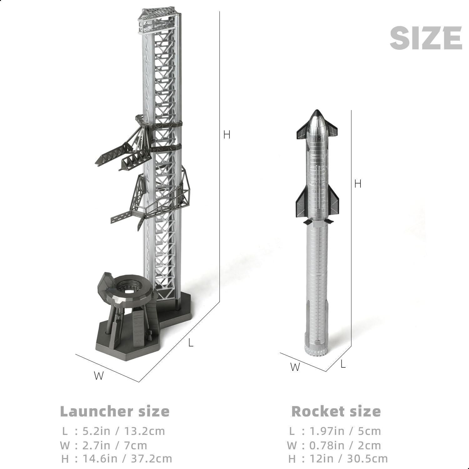 1/400 Starship & Super Heavy Model Kit with Mechazilla Launch Mount Tower | Pre-Built SpaceX Rocket Static Display