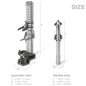 QIYUMOKE 1/400 Starship Rocket Model Kits for Spacex Spacecraft Model Rockets for Adlut with Mechazilla Stand NASA Static Starship Models for Space Enthusiasts Gift or Desktop Display(14.57" L)