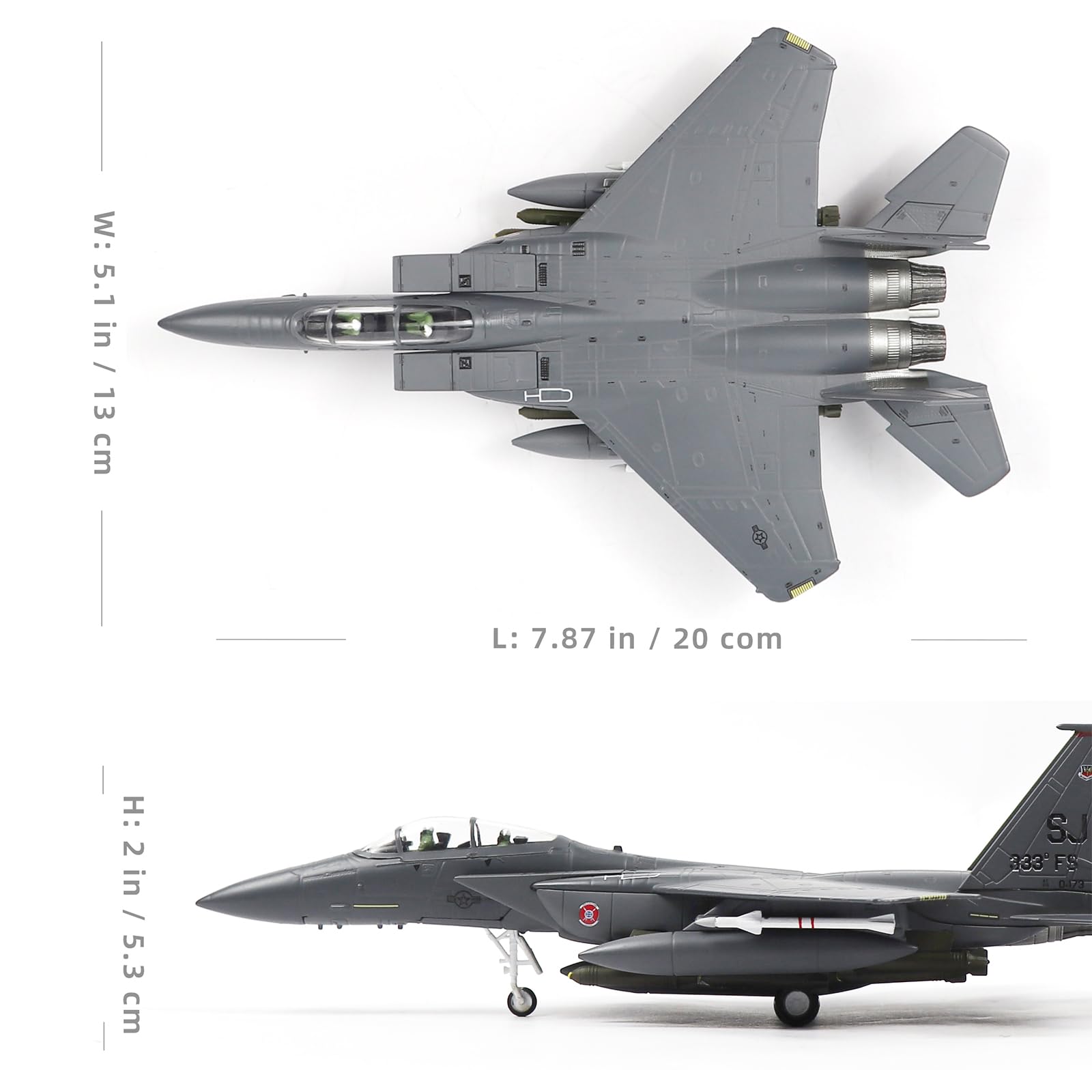 1:100 Diecast Metal F-15E American Eagle Attack Aircraft - US Air Force Twin-Engine Model
