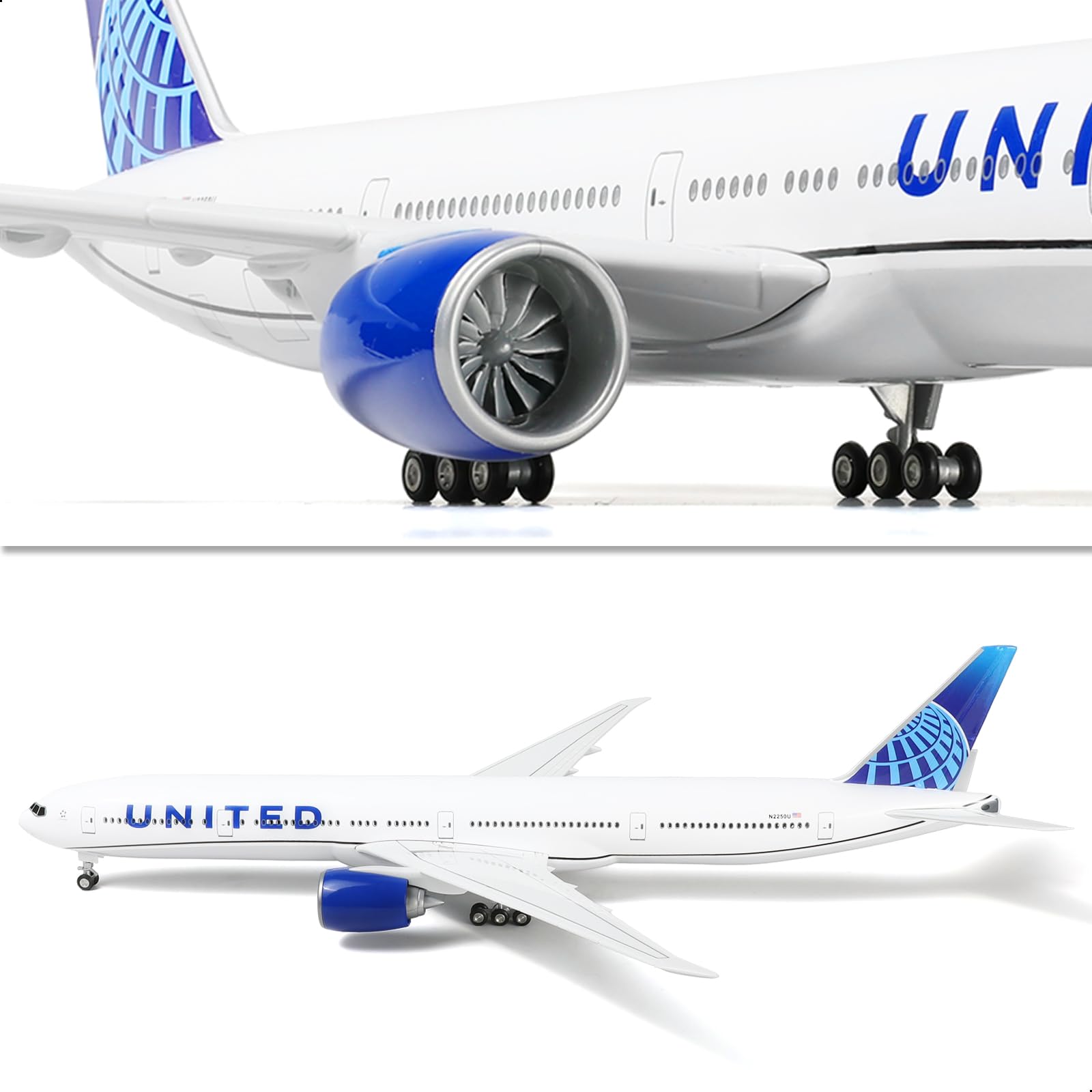 1:150 Boeing 777-300ER United Airliner Resin Model with Stand QIYUMOKE