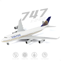 1/240 United Airlines Boeing 747 Model Plane - 30cm Resin Aircraft Kit with Display Stand - Adult Aviation Collectible