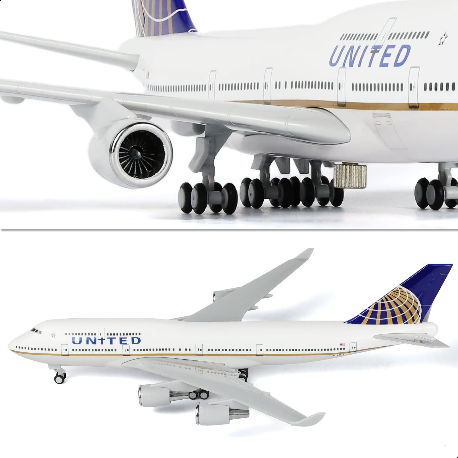 1/240 United Airlines Boeing 747 Model Plane - 30cm Resin Aircraft Kit with Display Stand - Adult Aviation Collectible