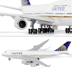 1/240 United Airlines Boeing 747 Model Plane - 30cm Resin Aircraft Kit with Display Stand - Adult Aviation Collectible